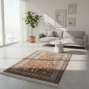 Tapete Persa Artesanal Árvore Da Vida 0,87x1,30m