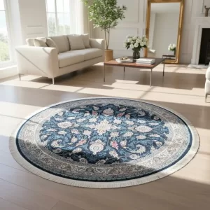 Tapete Clássico Irã Redondo 2,00 M Estilo Persa Decorativo