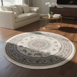 Tapete Clássico Irã Redondo 2,00 M Estilo Persa Decorativo