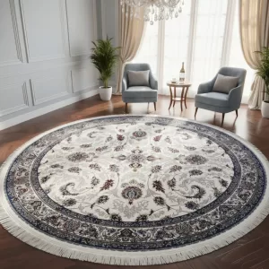 Tapete Clássico Irã Redondo 2,00 M Estilo Persa Decorativo
