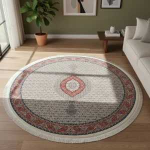 Tapete Clássico Irã Redondo 2,00 M Estilo Persa Decorativo