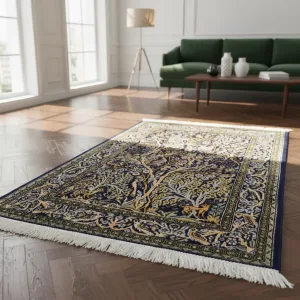 Tapete Persa Artesanal Ghom Árvore Da Vida 1,00 X 1,60 M
